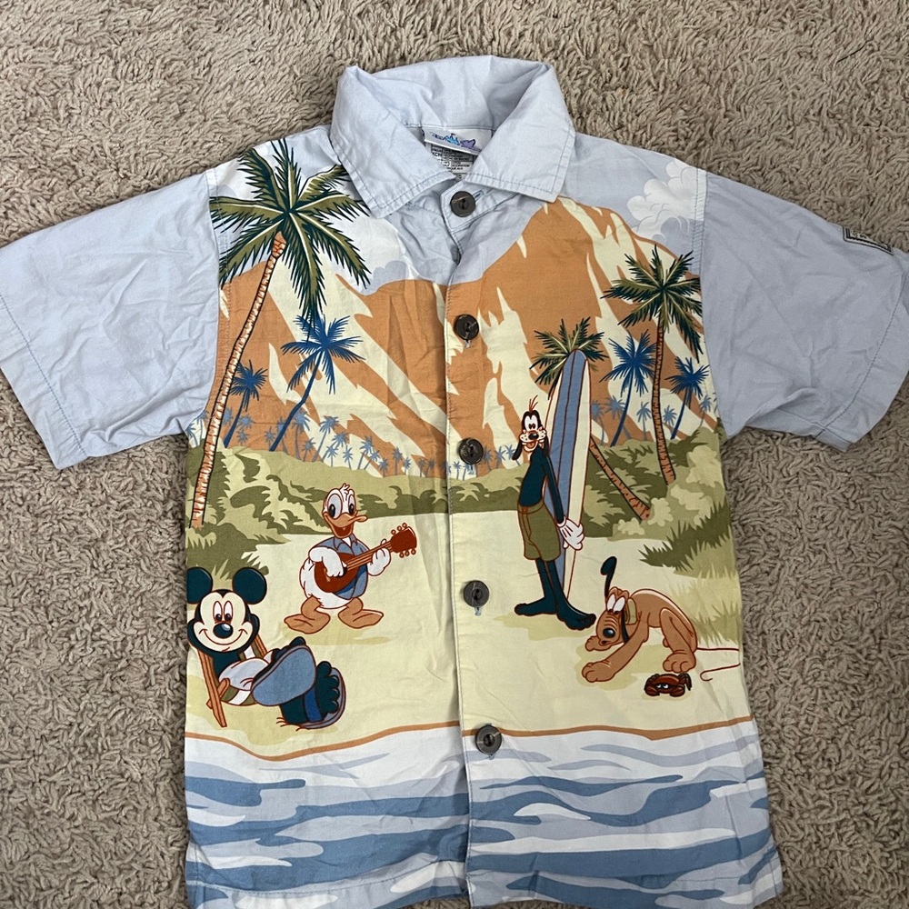 Disneyland resort toddler button up shirt. Hawaiian style vacation wear